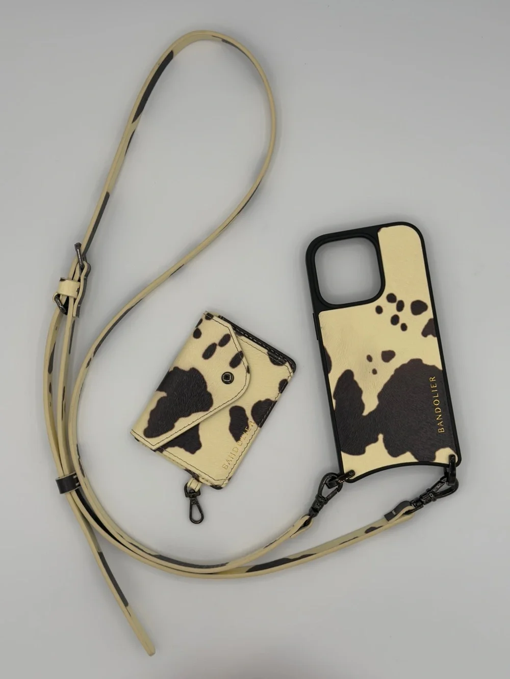 Bandolier iPhone 16 Pro Case with Remi Magnet Wallet in Spotted Hide/Pewter